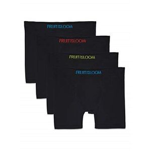 Fruit of the Loom Boys' Seamless Comfort Boxer Brief Underwear, Black (4 Pack)